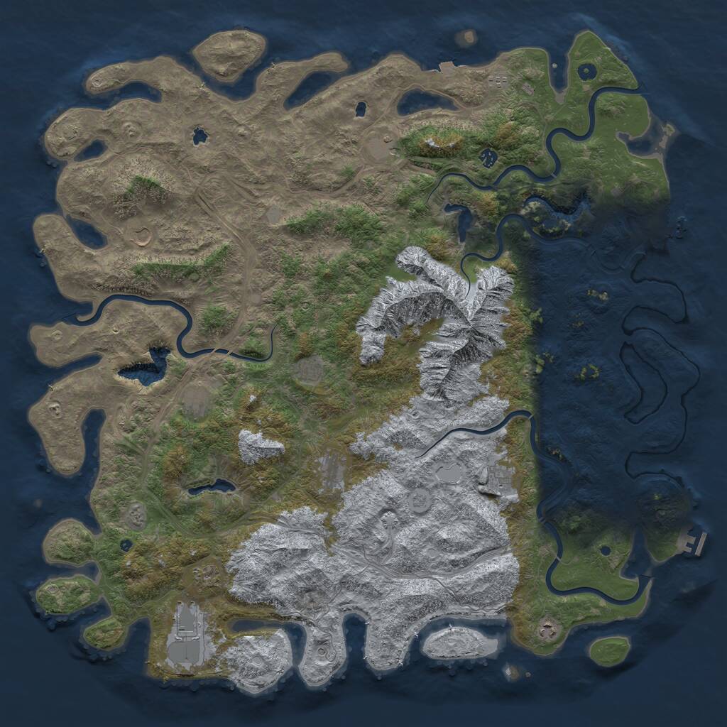 Rust Map: Procedural Map, Size: 6000, Seed: 799035572, 17 Monuments