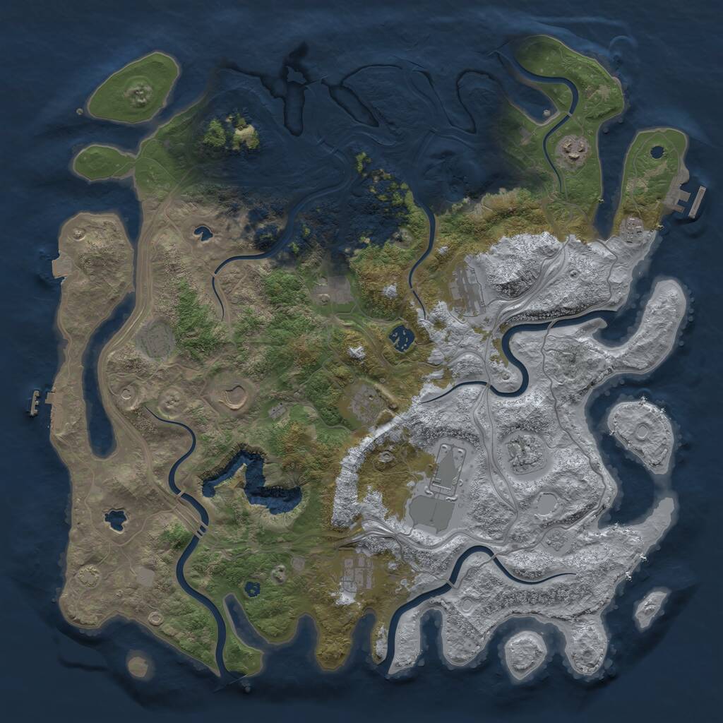 Rust Map: Procedural Map, Size: 4500, Seed: 519651, 17 Monuments