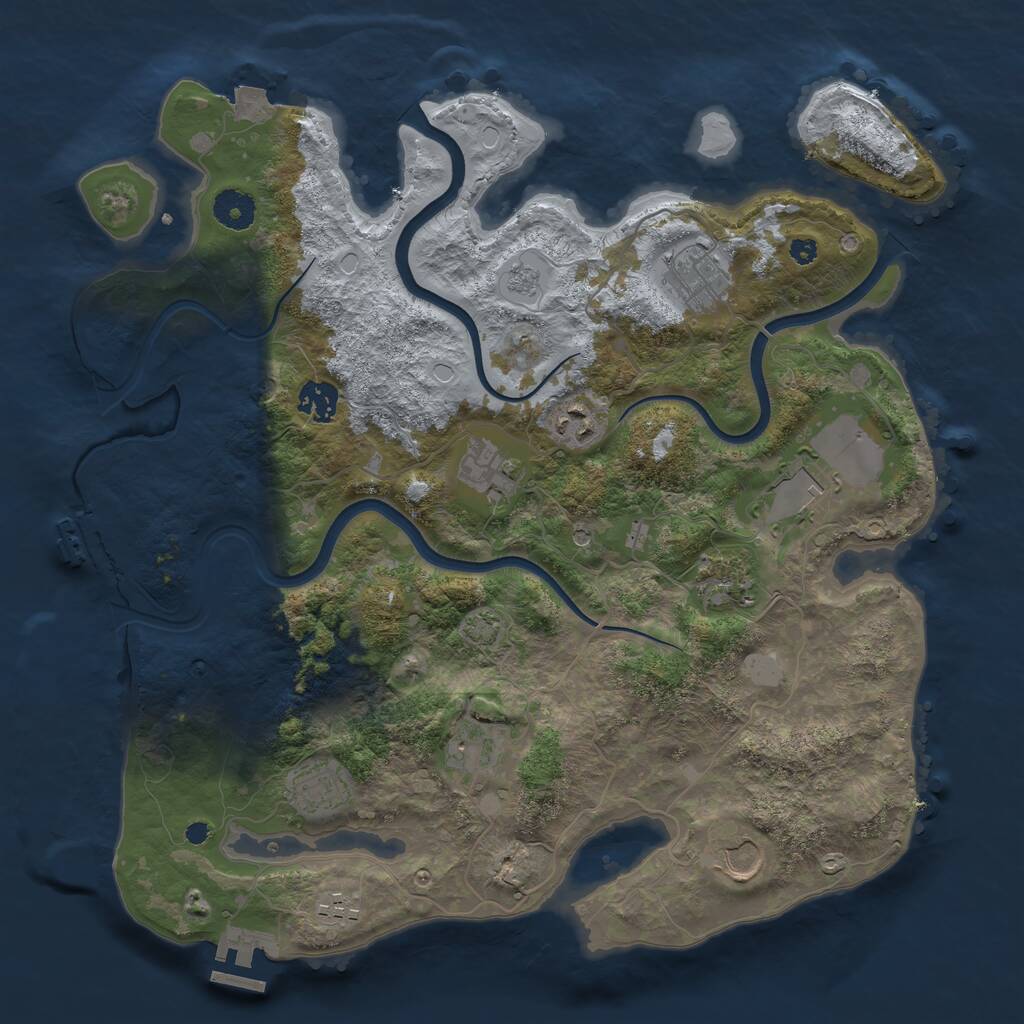 Rust Map: Procedural Map, Size: 3750, Seed: 1204903745, 16 Monuments