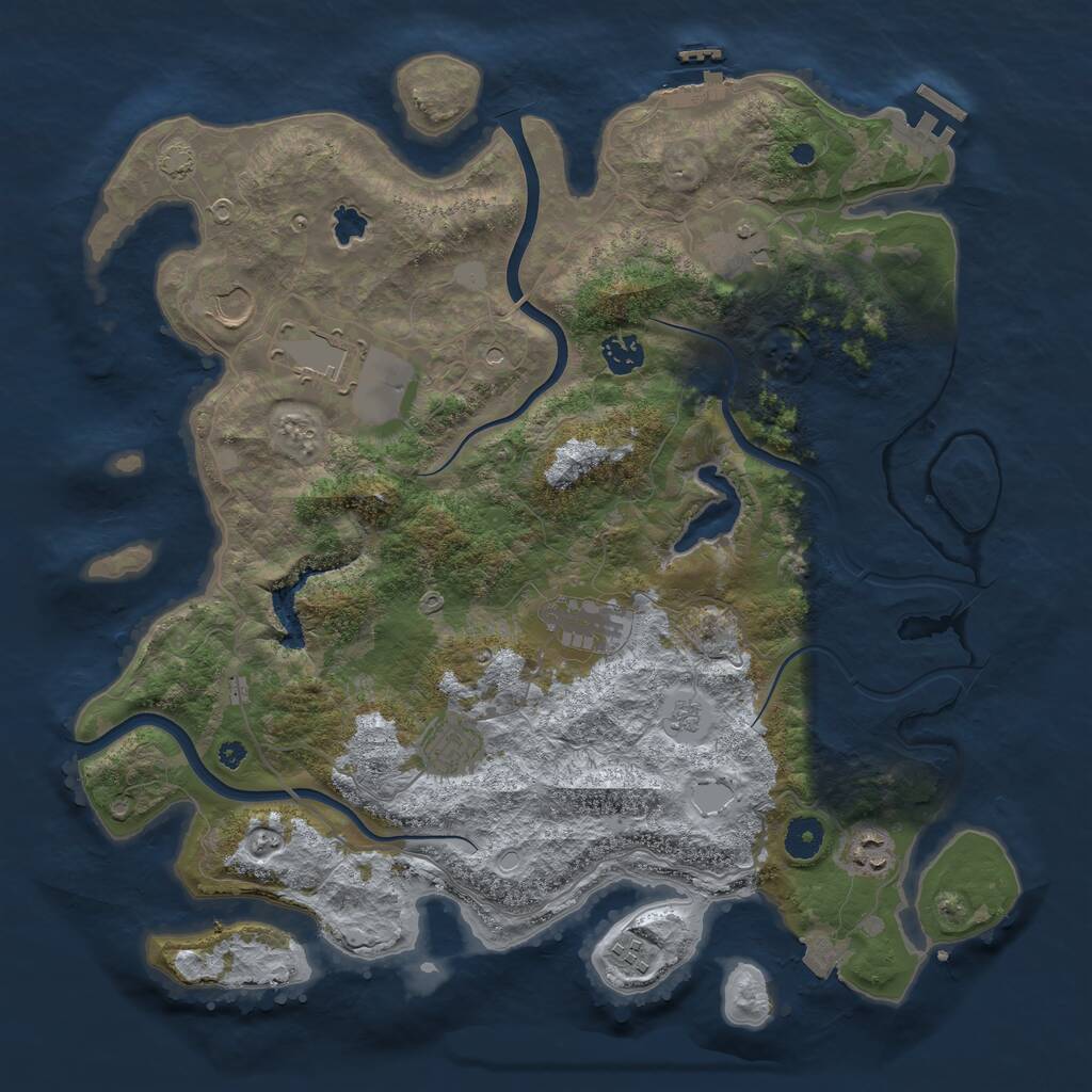 Rust Map: Procedural Map, Size: 4000, Seed: 585058197, 14 Monuments