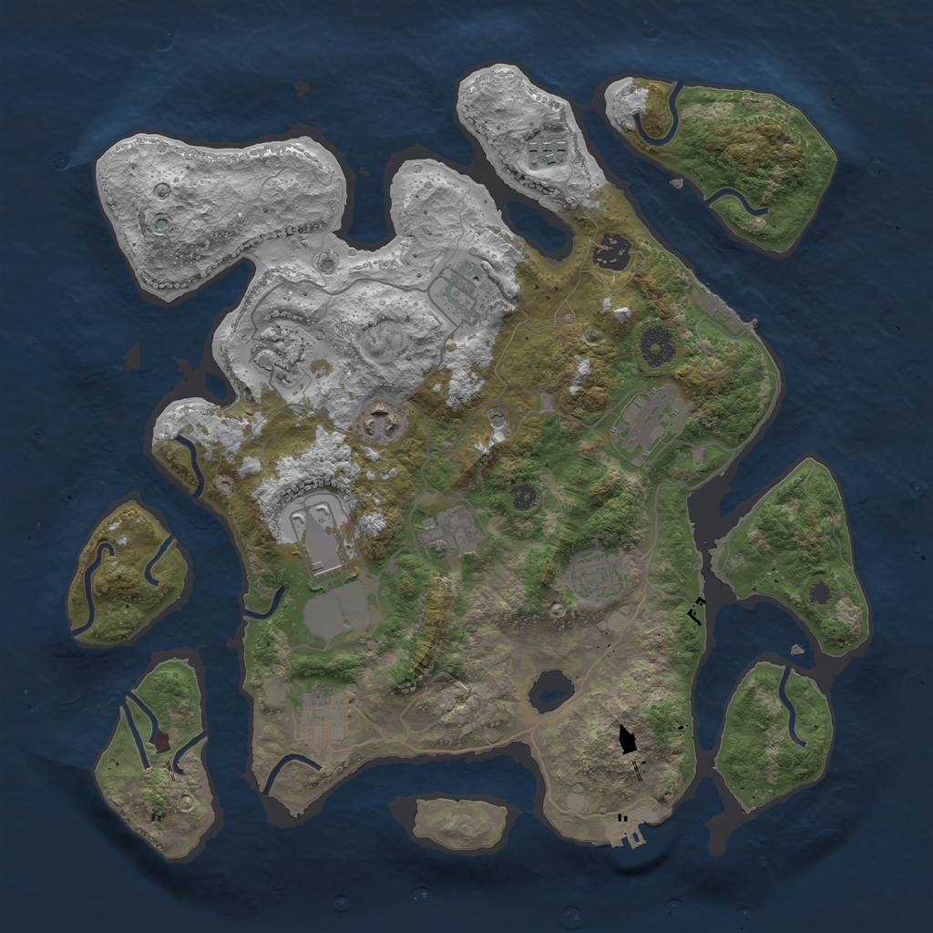 Rust Map: Procedural Map, Size: 3750, Seed: 901897675, 15 Monuments