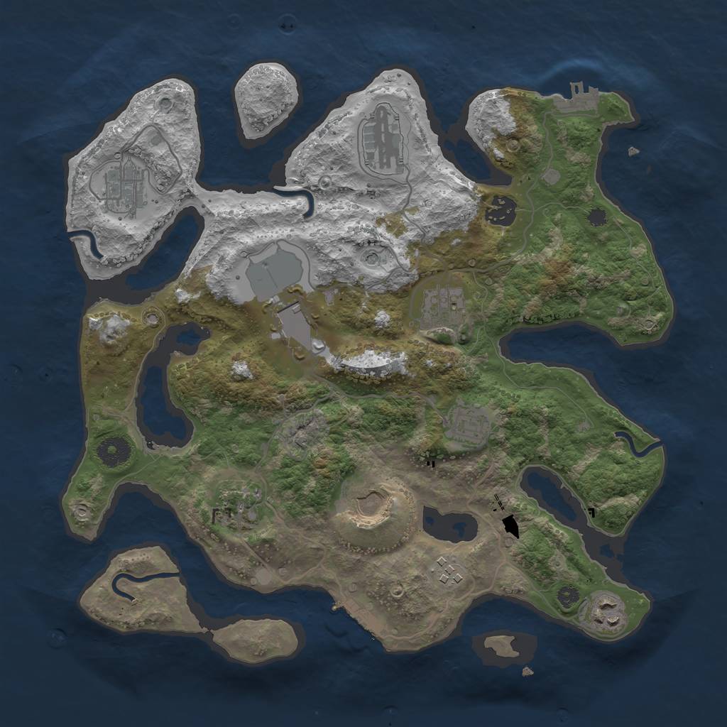 Rust Map: Procedural Map, Size: 3500, Seed: 1896202249, 15 Monuments