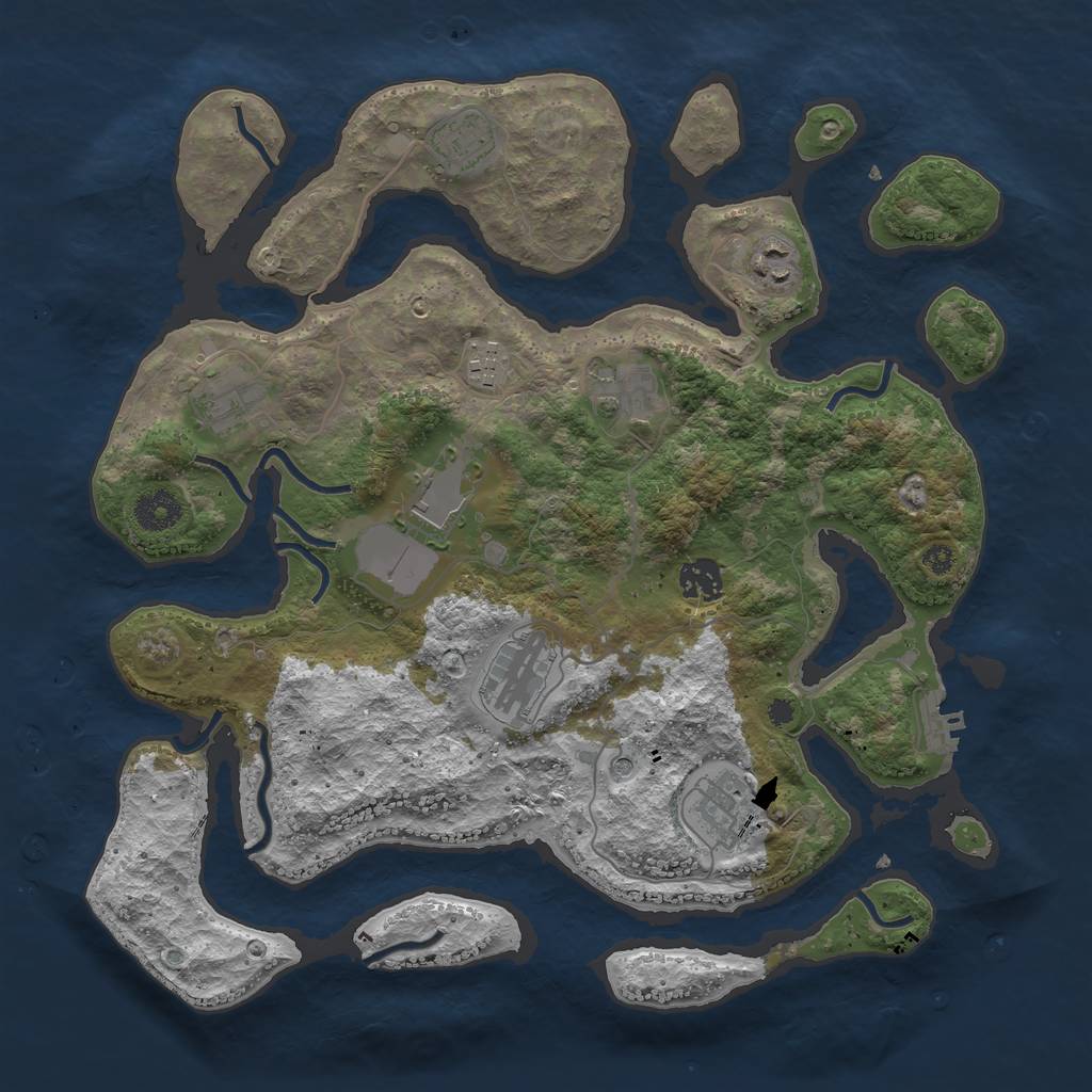 Rust Map: Procedural Map, Size: 3700, Seed: 123640725, 13 Monuments