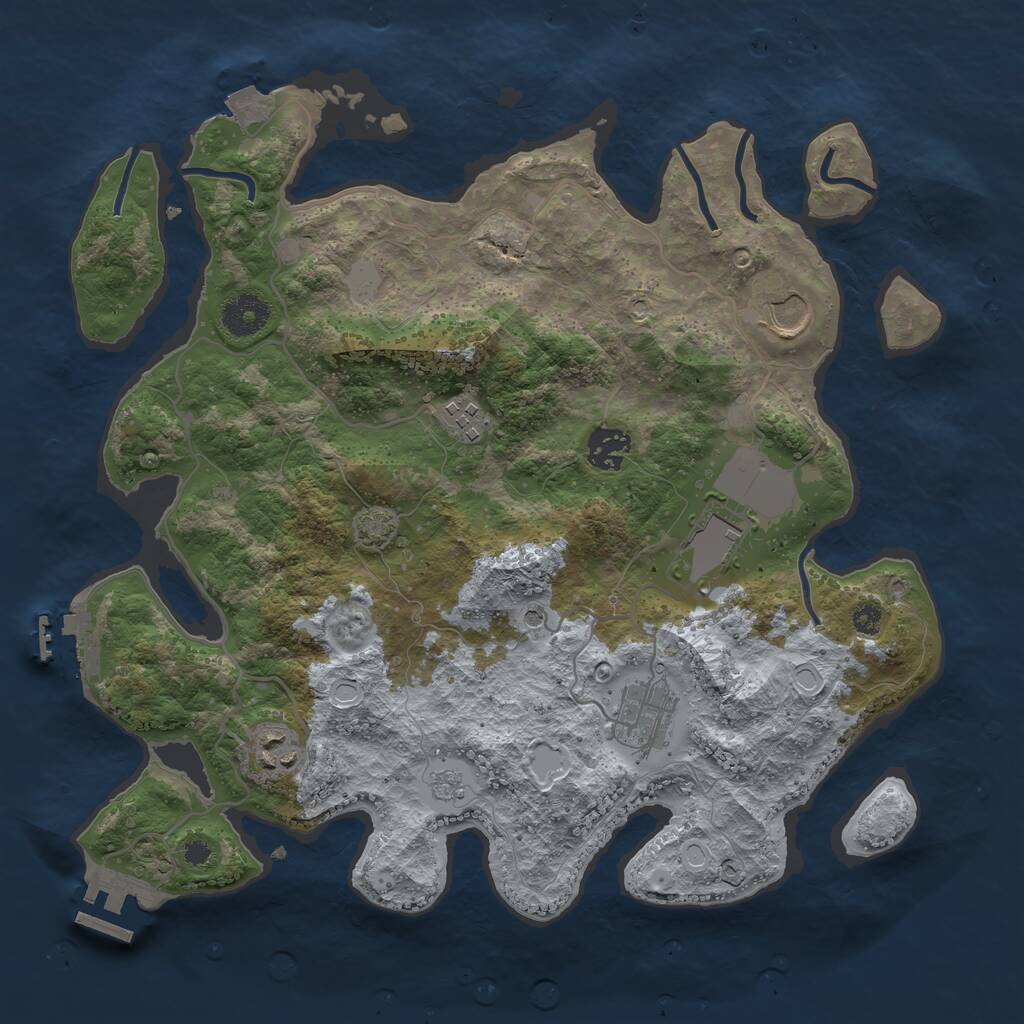 Rust Map: Procedural Map, Size: 3500, Seed: 1868555961, 12 Monuments