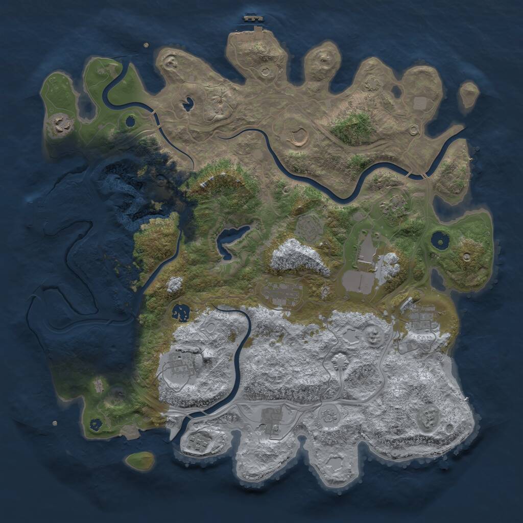 Rust Map: Procedural Map, Size: 4300, Seed: 1238057796, 17 Monuments