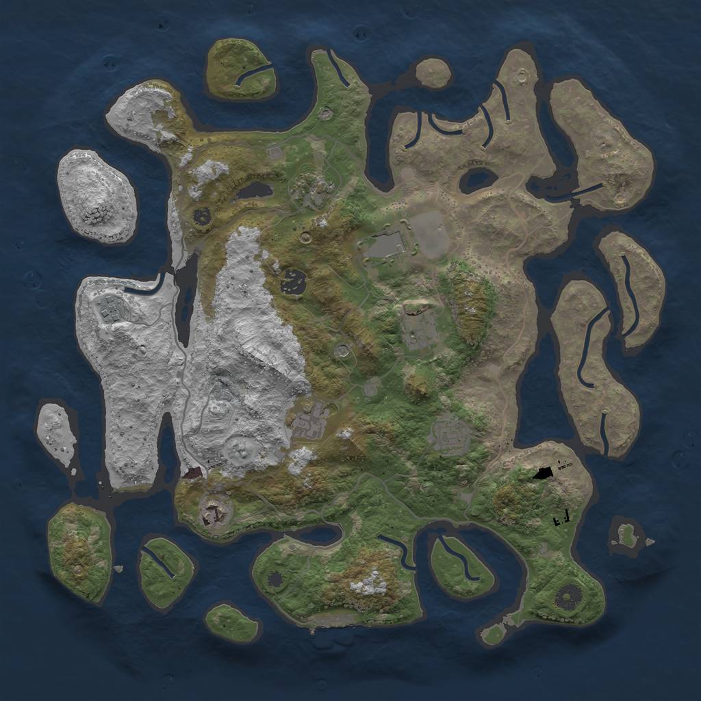 Rust Map: Procedural Map, Size: 4000, Seed: 829117302, 12 Monuments