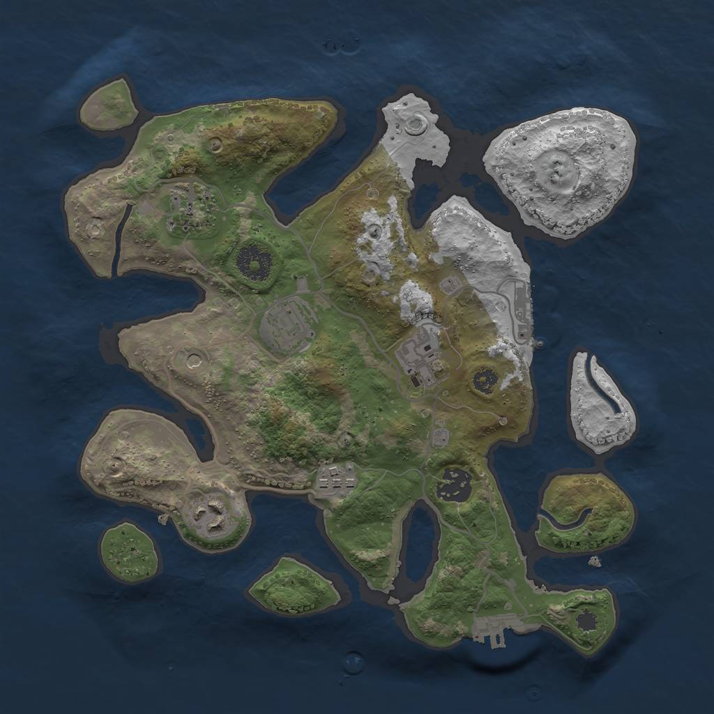 Rust Map: Procedural Map, Size: 3000, Seed: 247900, 11 Monuments