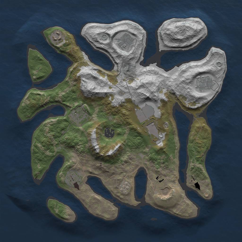 Rust Map: Barren, Size: 3500, Seed: 5351, 12 Monuments