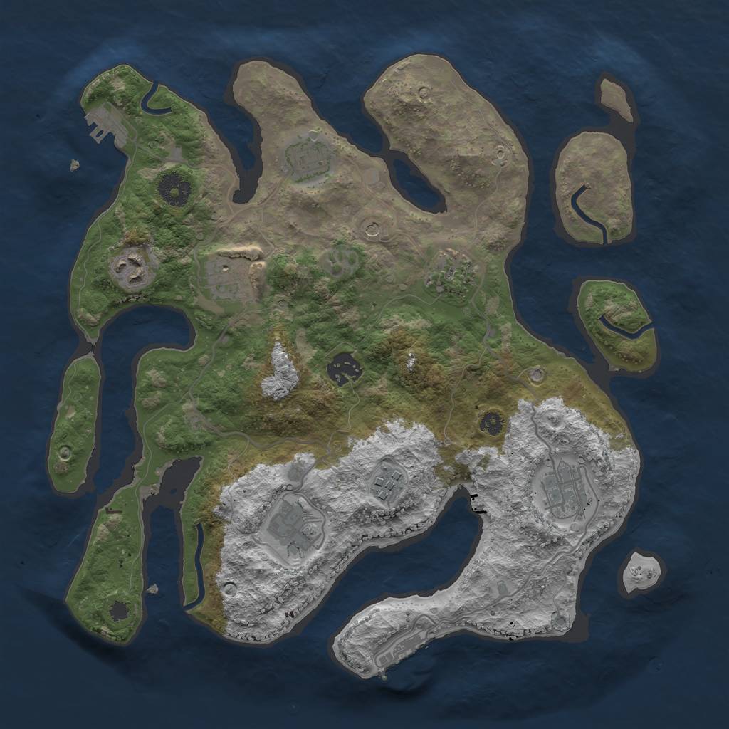 Rust Map: Procedural Map, Size: 3350, Seed: 45147845, 13 Monuments