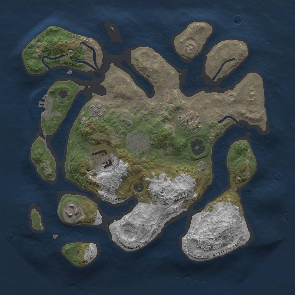 Rust Map: Procedural Map, Size: 3000, Seed: 54642, 9 Monuments
