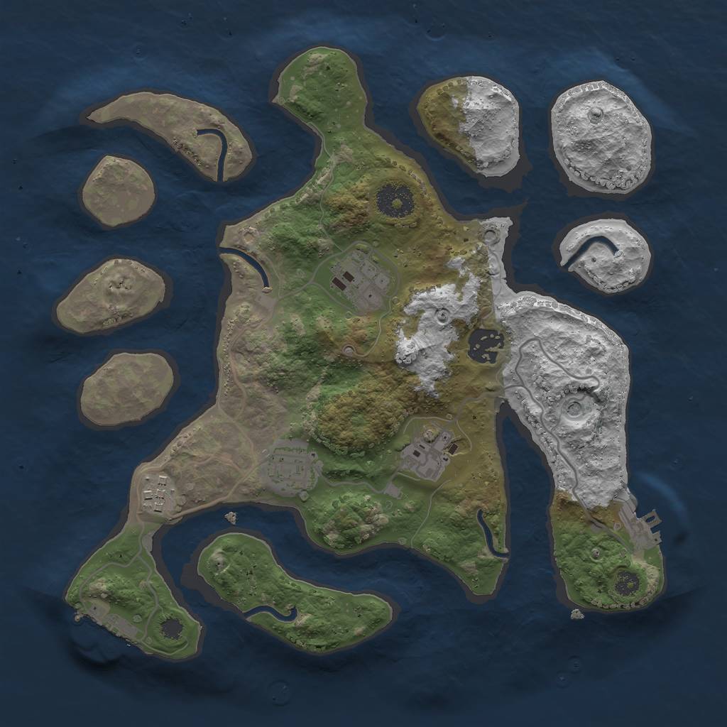 Rust Map: Procedural Map, Size: 3000, Seed: 703185130, 10 Monuments