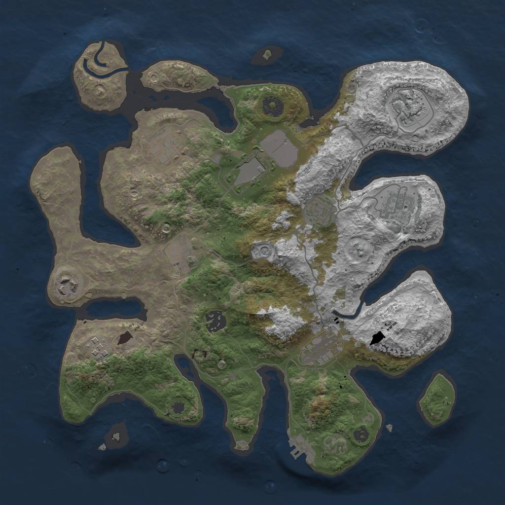 Rust Map: Procedural Map, Size: 3500, Seed: 1683350965, 14 Monuments