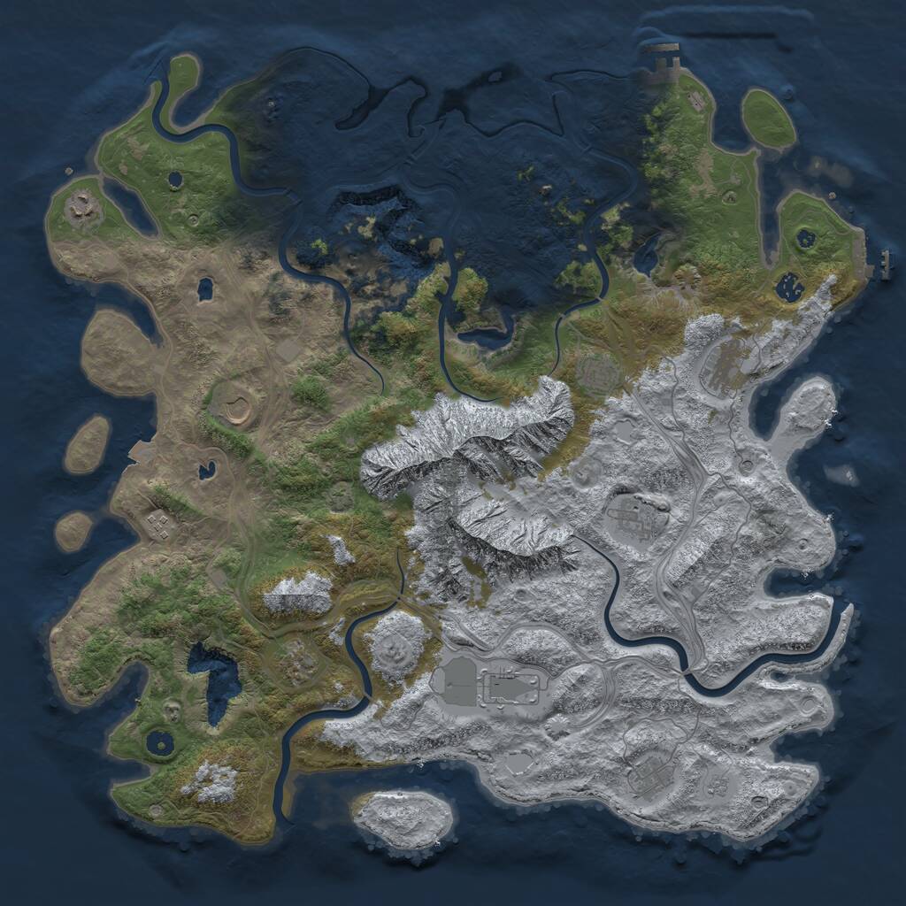 Rust Map: Procedural Map, Size: 5000, Seed: 999666, 16 Monuments