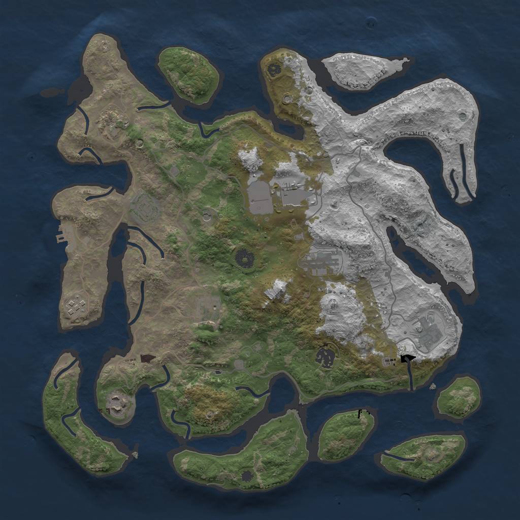 Rust Map: Procedural Map, Size: 4000, Seed: 962635, 13 Monuments