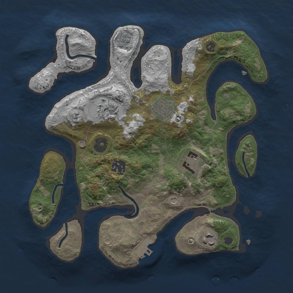 Rust Map: Procedural Map, Size: 3000, Seed: 990259199, 10 Monuments
