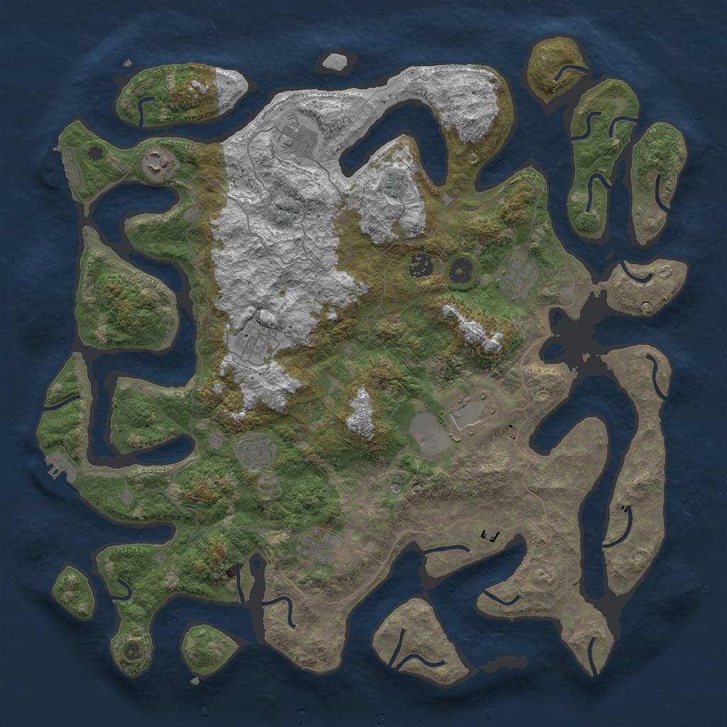 Rust Map: Procedural Map, Size: 4400, Seed: 123456789, 14 Monuments