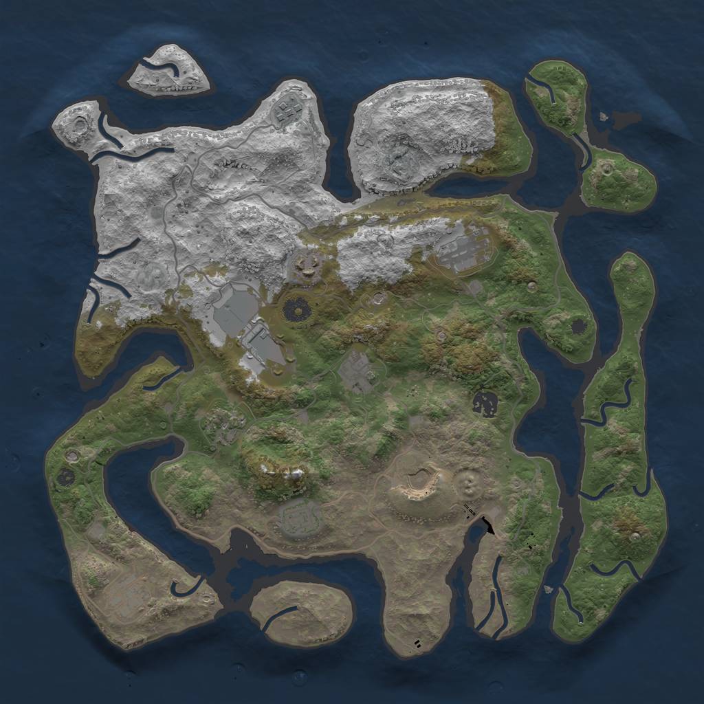 Rust Map: Procedural Map, Size: 4000, Seed: 397472395, 13 Monuments