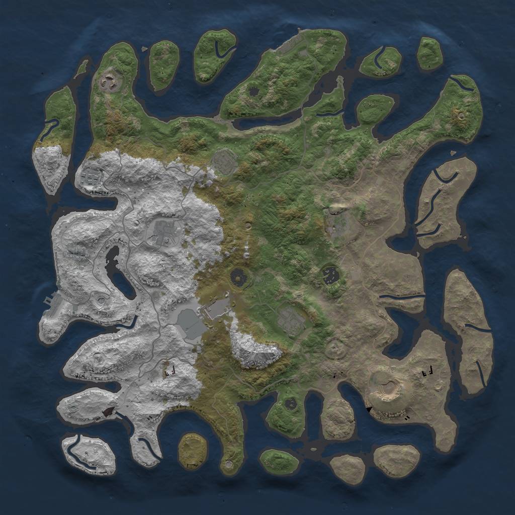 Rust Map: Procedural Map, Size: 4500, Seed: 69117, 14 Monuments