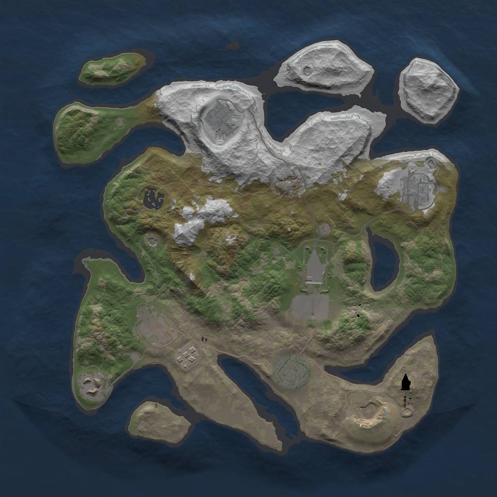 Rust Map: Barren, Size: 3500, Seed: 1997, 12 Monuments