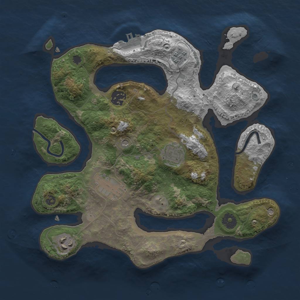 Rust Map: Procedural Map, Size: 3000, Seed: 422730521, 9 Monuments