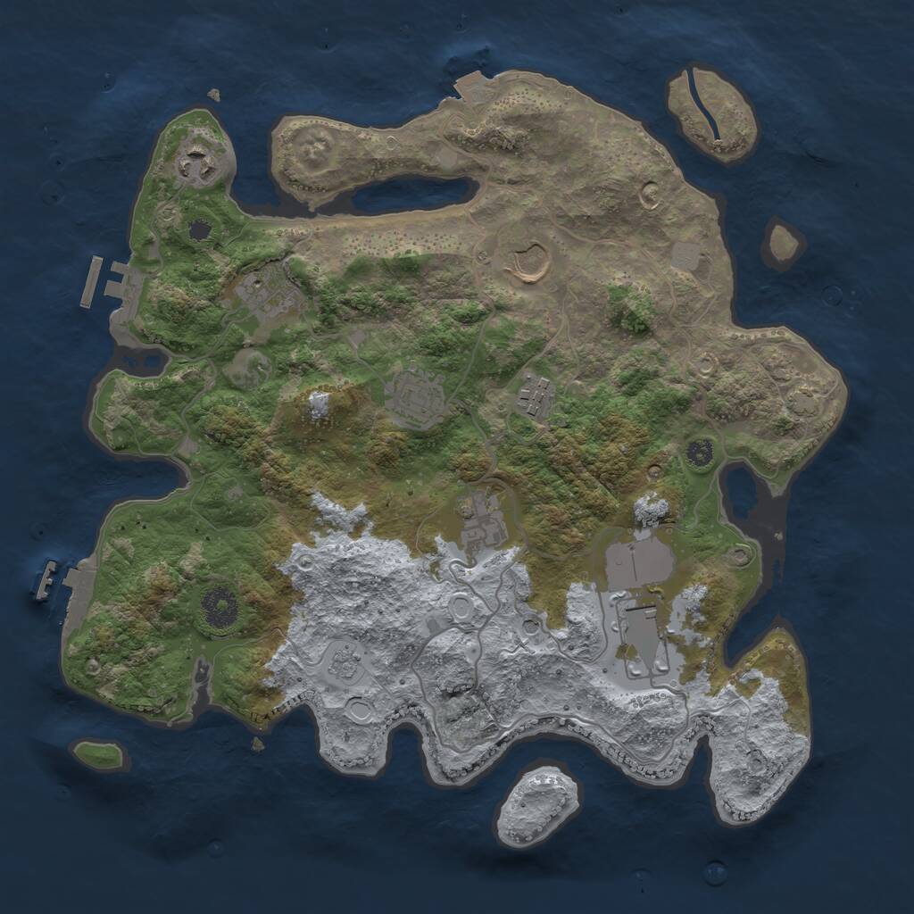 Rust Map: Procedural Map, Size: 3500, Seed: 4515, 13 Monuments