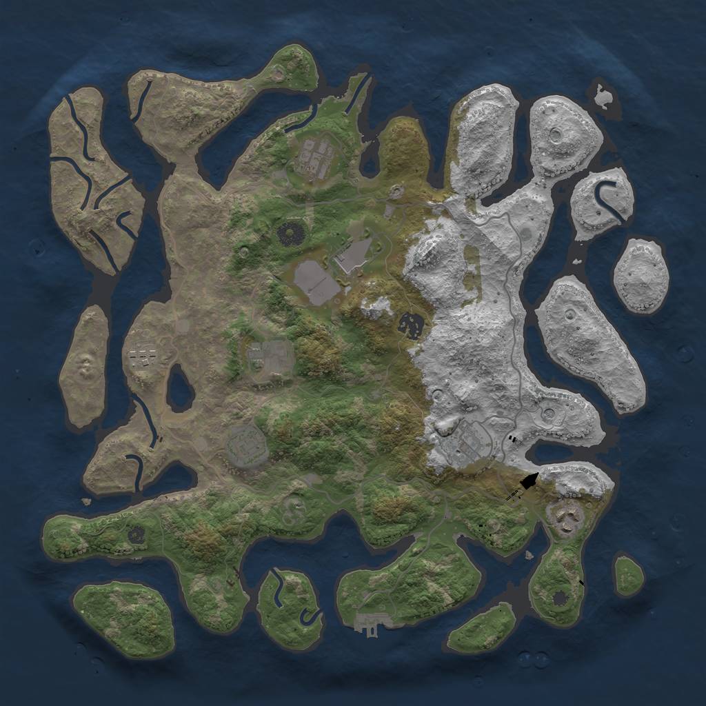 Rust Map: Procedural Map, Size: 4000, Seed: 268, 12 Monuments