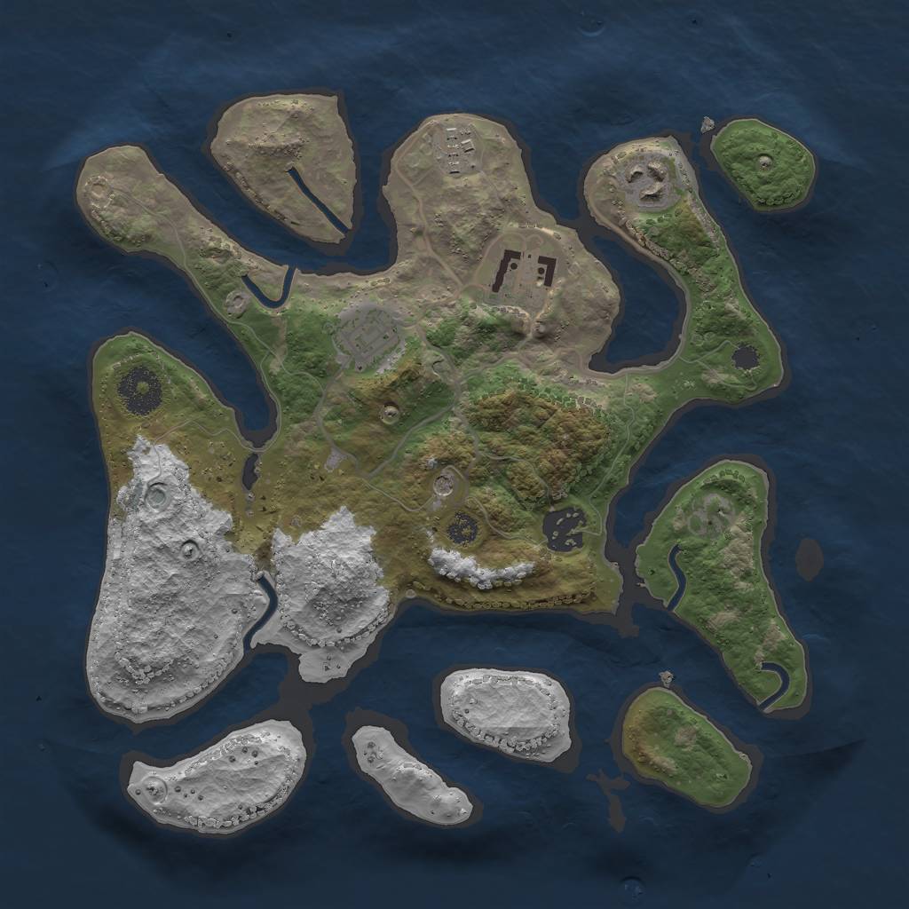 Rust Map: Procedural Map, Size: 3000, Seed: 712678944, 8 Monuments