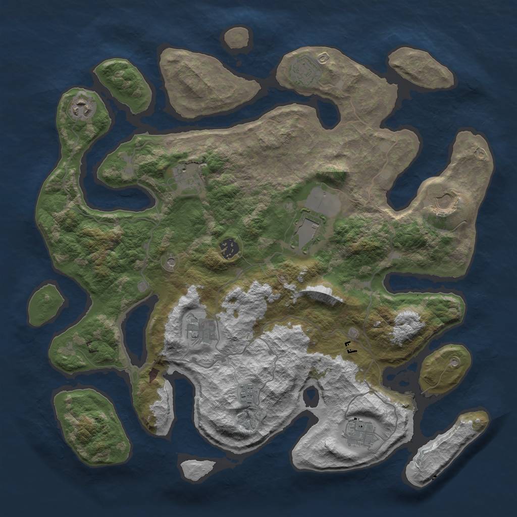 Rust Map: Barren, Size: 4000, Seed: 1636732426, 12 Monuments