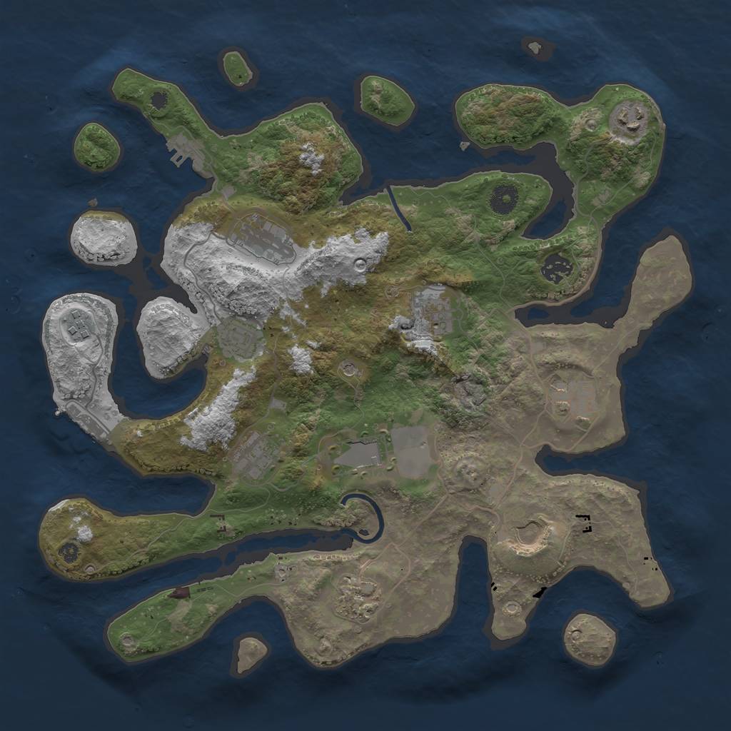 Rust Map: Procedural Map, Size: 3750, Seed: 1735192025, 16 Monuments