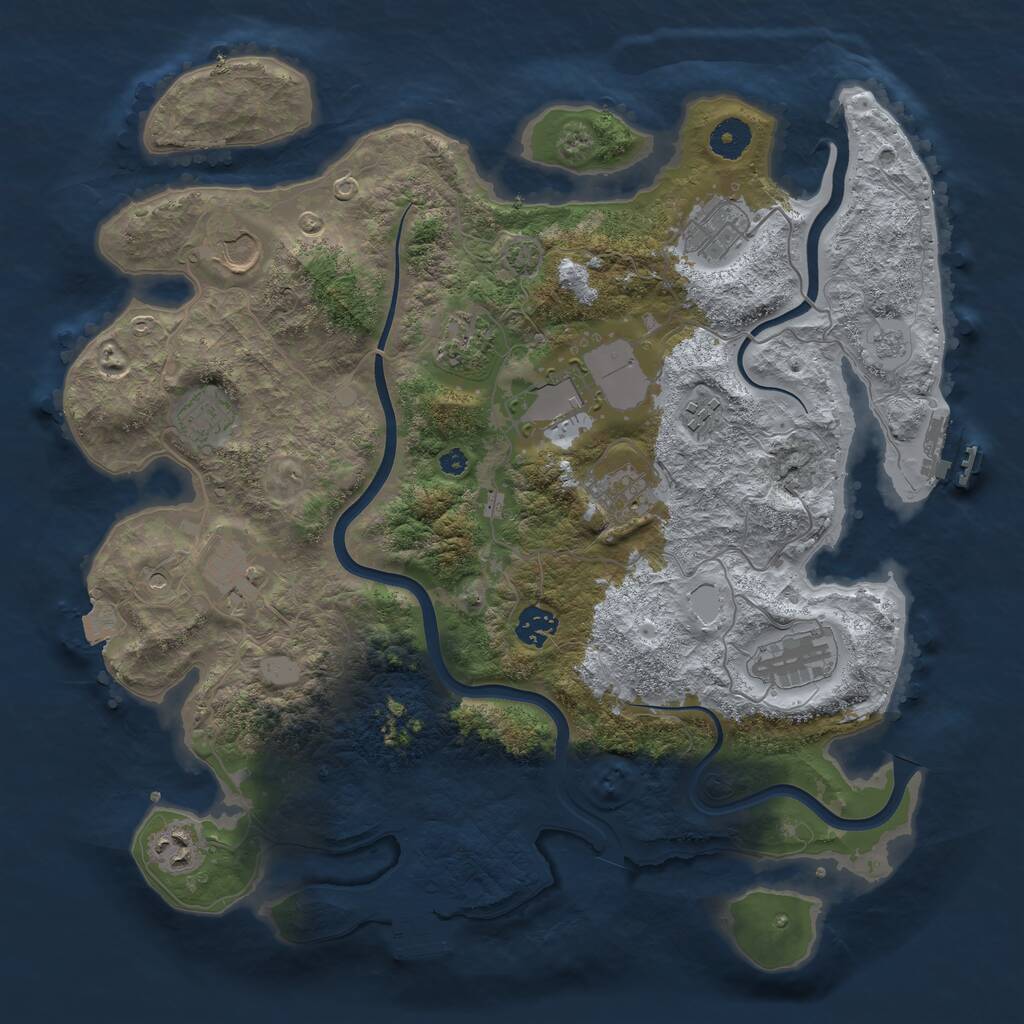 Rust Map: Procedural Map, Size: 3850, Seed: 1183926284, 17 Monuments
