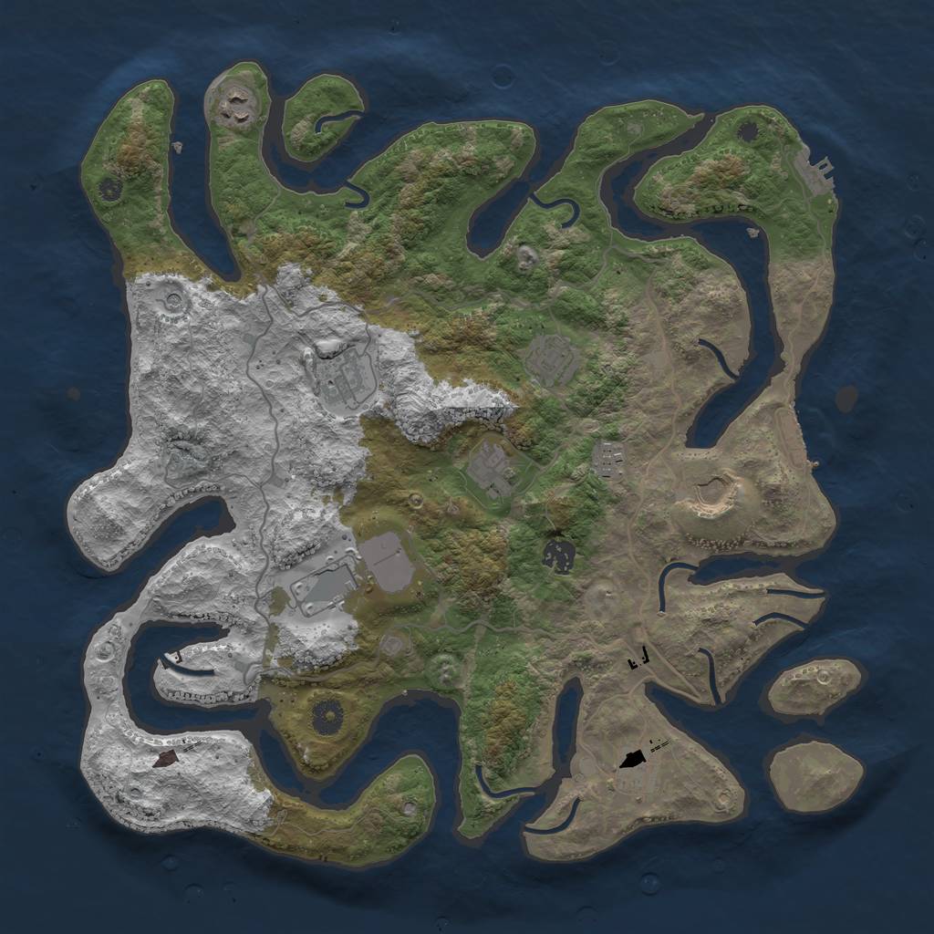 Rust Map: Procedural Map, Size: 4096, Seed: 101207, 14 Monuments