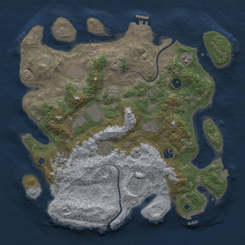 Rust Map: Procedural Map, Size: 3800, Seed: 91207, 15 Monuments