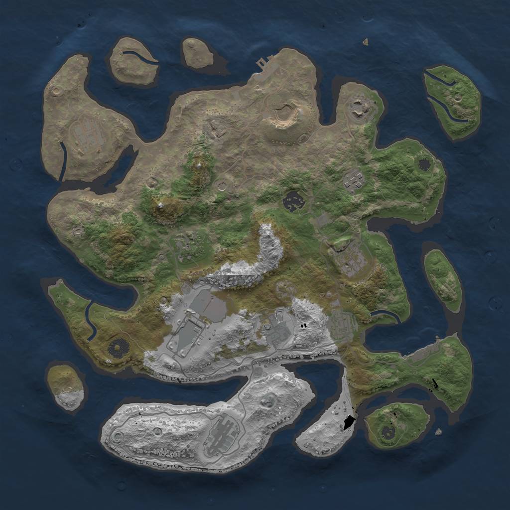 Rust Map: Procedural Map, Size: 3800, Seed: 91207, 16 Monuments