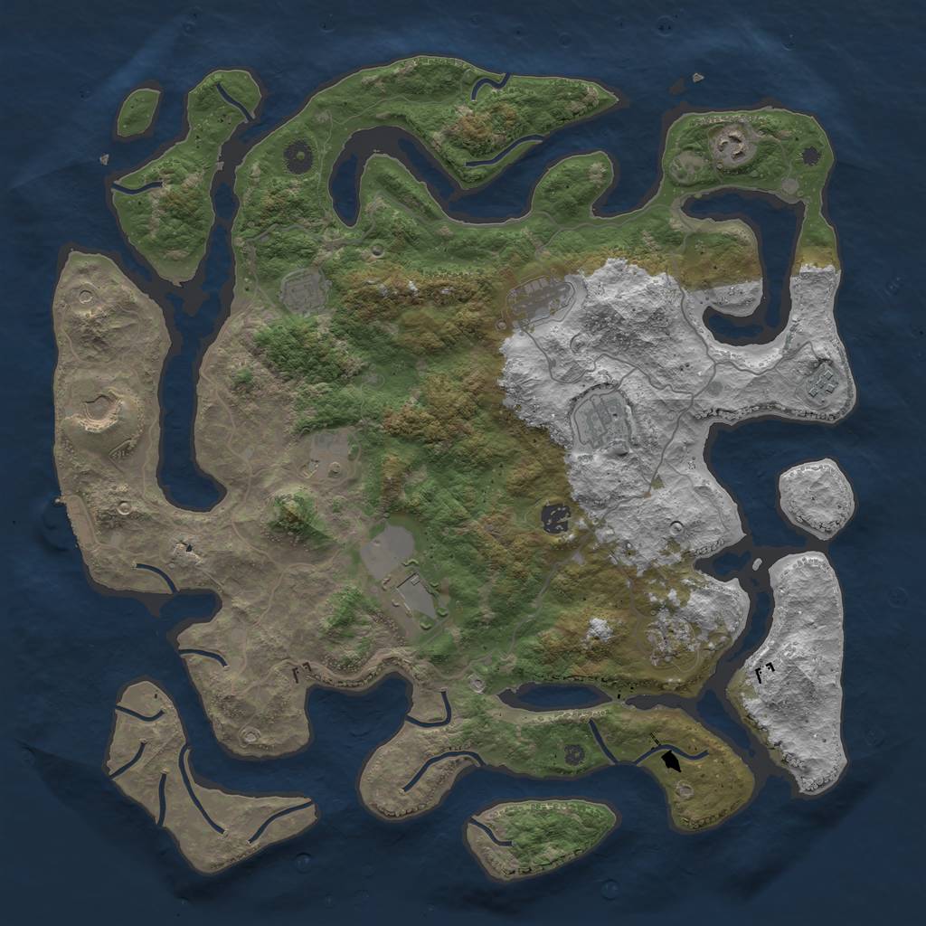 Rust Map: Procedural Map, Size: 4500, Seed: 21207, 14 Monuments