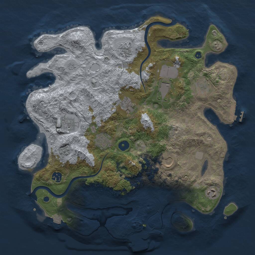Rust Map: Procedural Map, Size: 3750, Seed: 71190543, 16 Monuments
