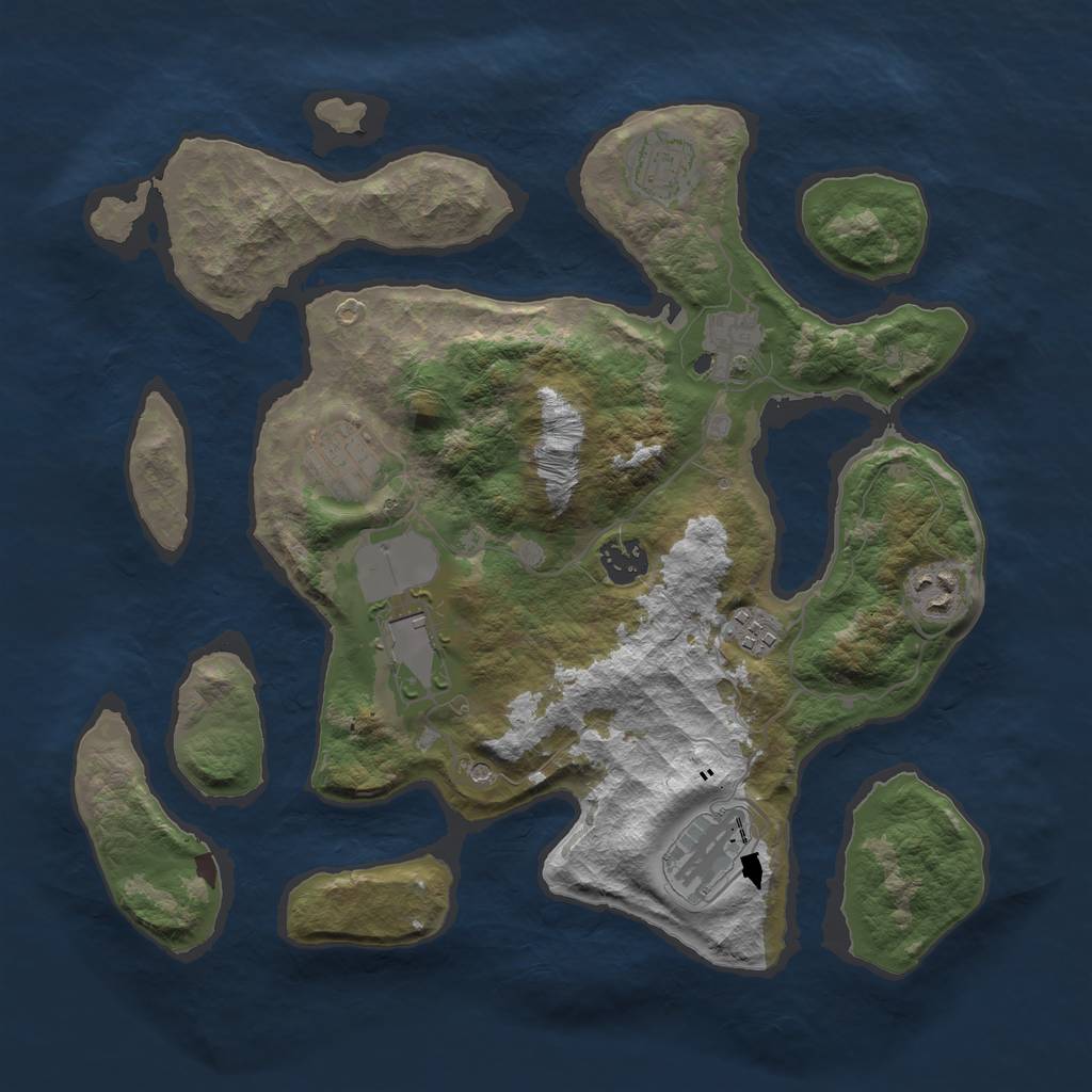 Rust Map: Barren, Size: 3500, Seed: 6709525, 11 Monuments