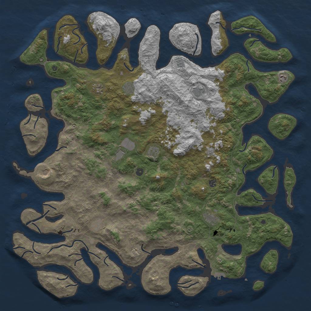 Rust Map: Procedural Map, Size: 6000, Seed: 1230428838, 15 Monuments