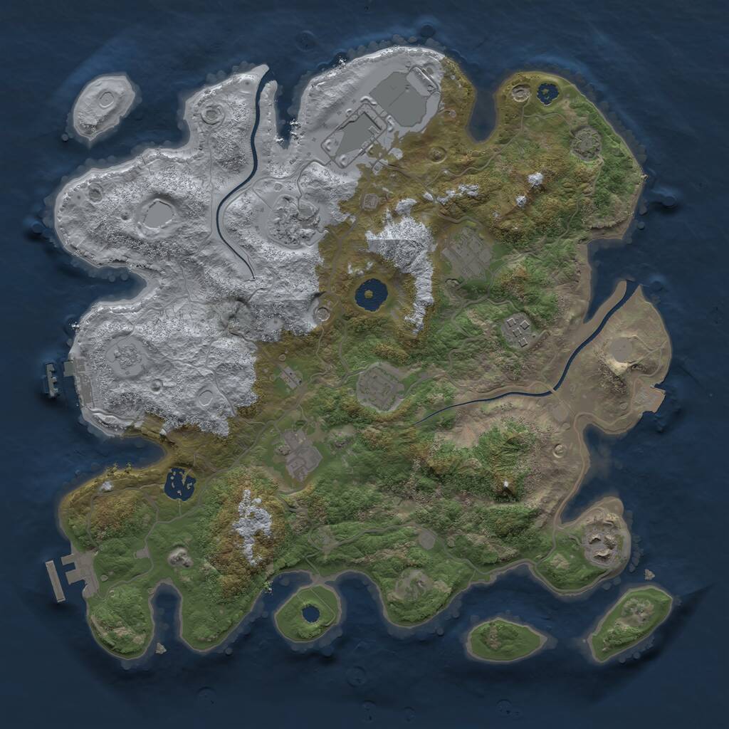 Rust Map: Procedural Map, Size: 3500, Seed: 14456838, 14 Monuments