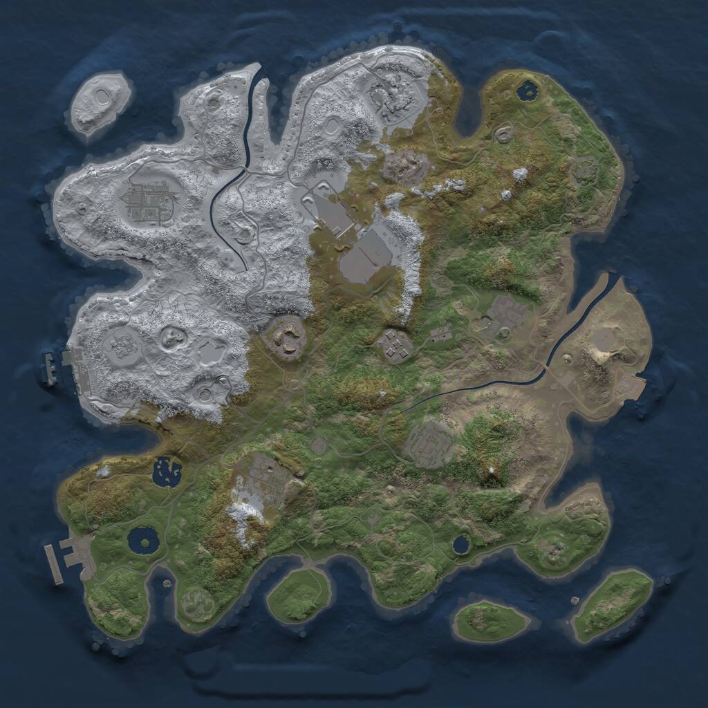 Rust Map: Procedural Map, Size: 3500, Seed: 14456838, 15 Monuments