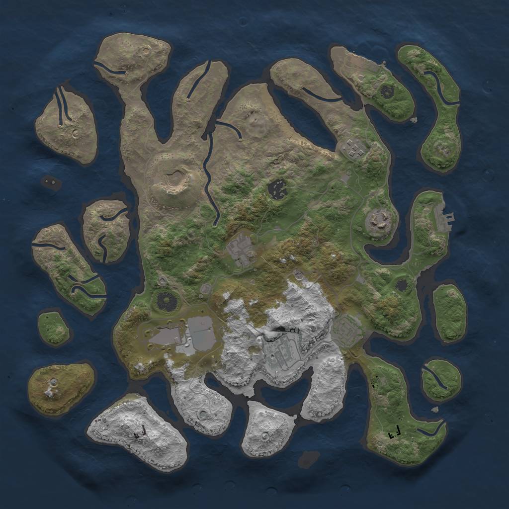 Rust Map: Procedural Map, Size: 3800, Seed: 47623, 13 Monuments