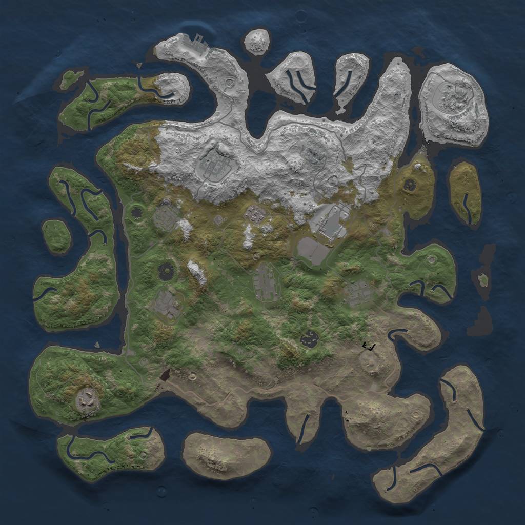 Rust Map: Procedural Map, Size: 4500, Seed: 123435, 14 Monuments