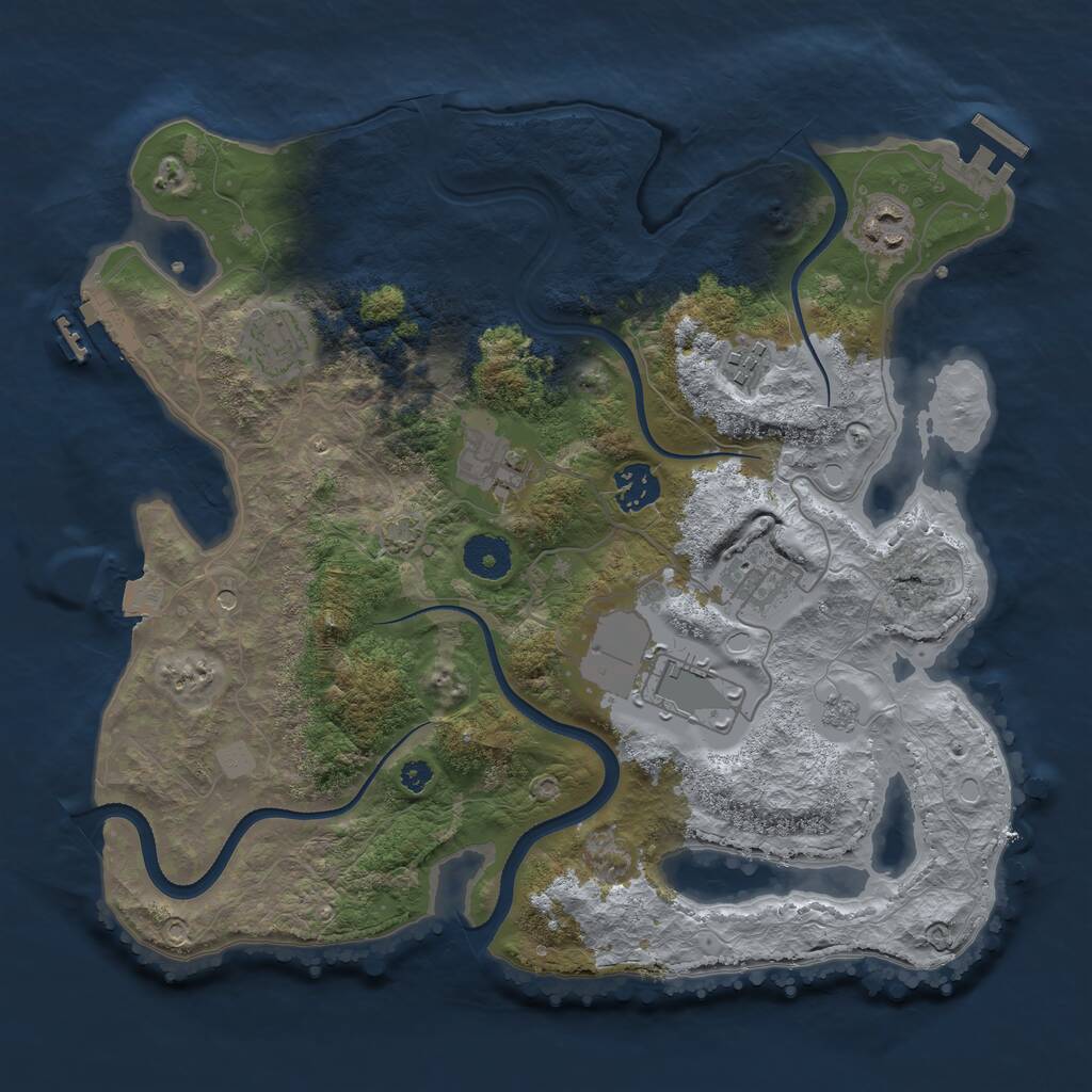 Rust Map: Procedural Map, Size: 3500, Seed: 1049371609, 13 Monuments