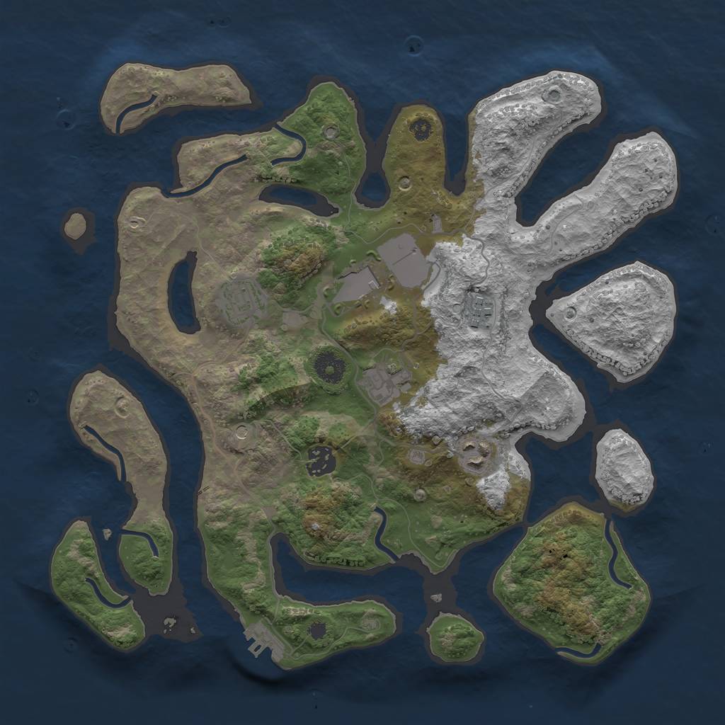 Rust Map: Procedural Map, Size: 3500, Seed: 8121872, 10 Monuments