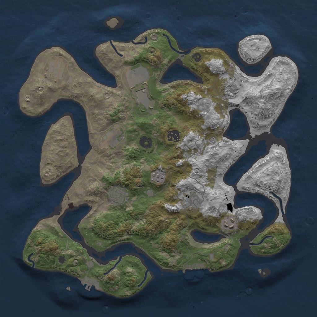 Rust Map: Procedural Map, Size: 3720, Seed: 133272622, 14 Monuments