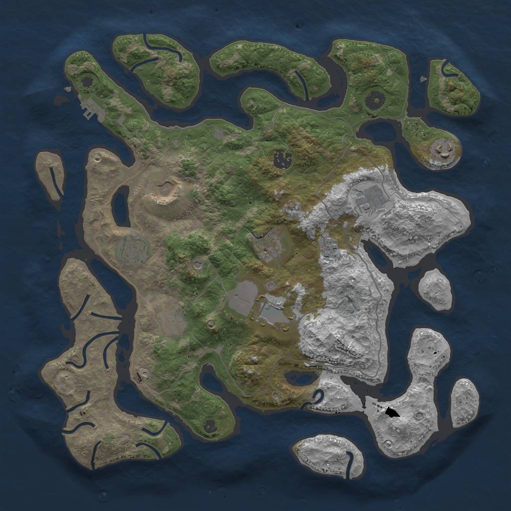 Rust Map: Procedural Map, Size: 4000, Seed: 2451, 13 Monuments