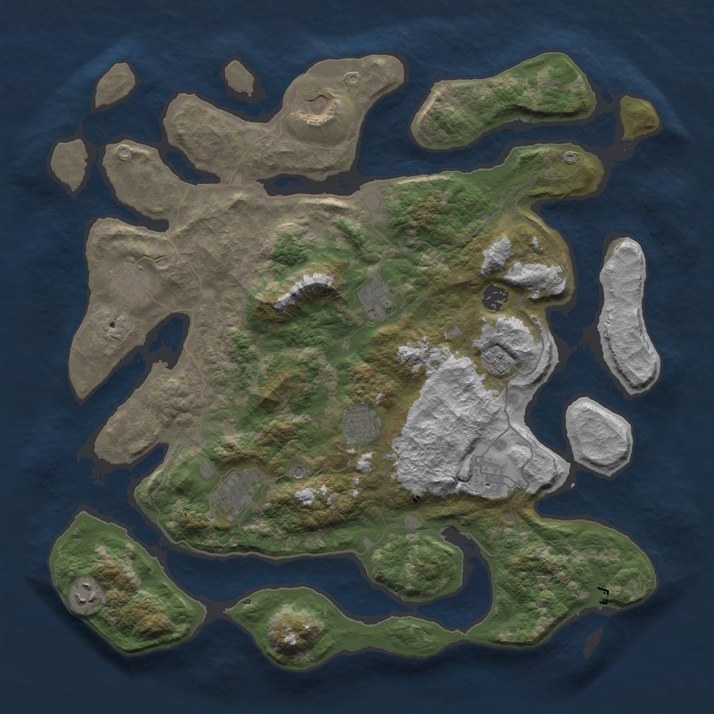 Rust Map: Barren, Size: 4250, Seed: 1151785505, 12 Monuments