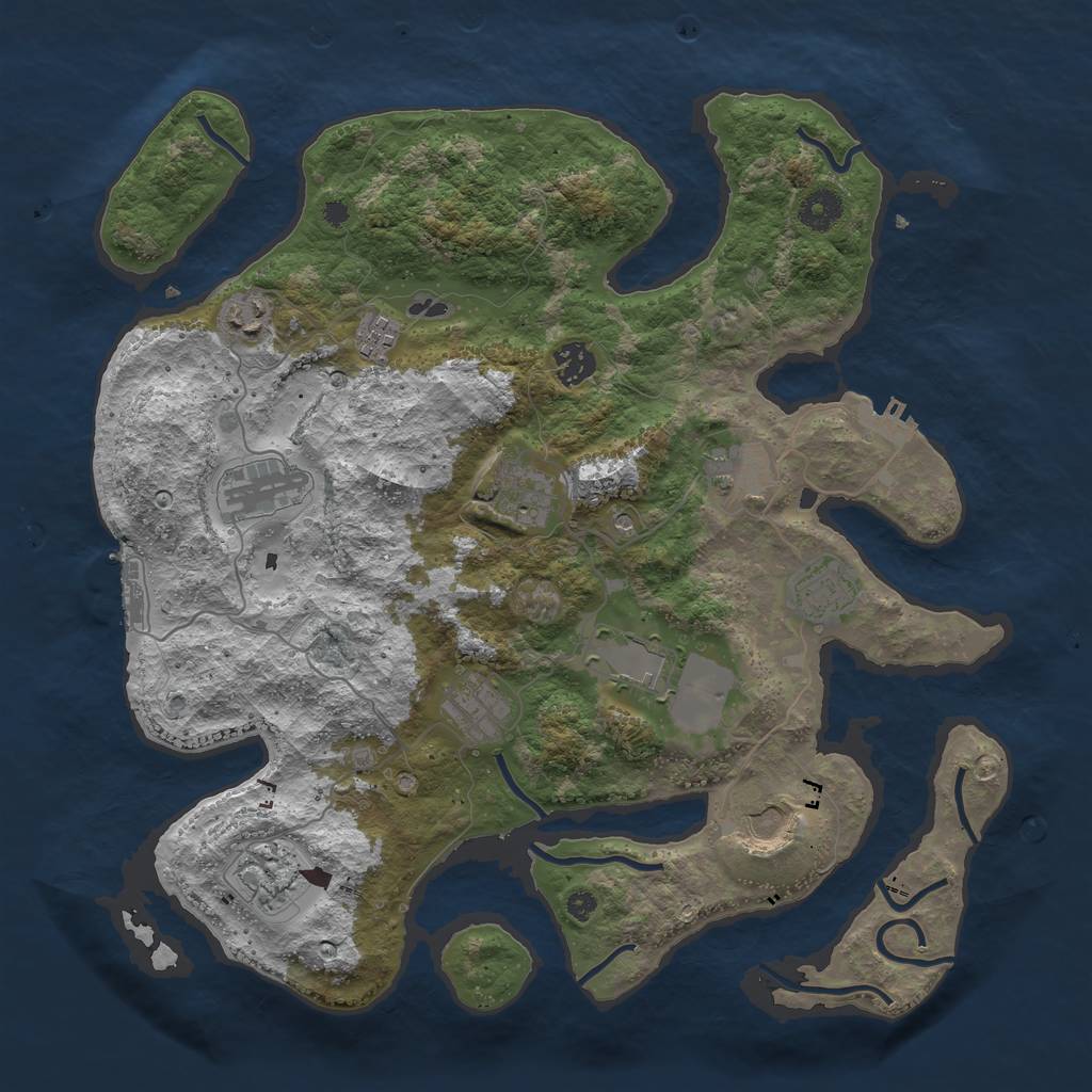 Rust Map: Procedural Map, Size: 3850, Seed: 1866175303, 16 Monuments