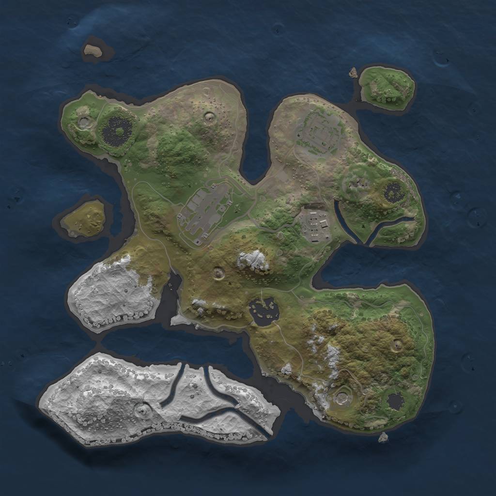 Rust Map: Procedural Map, Size: 2500, Seed: 648771492, 7 Monuments