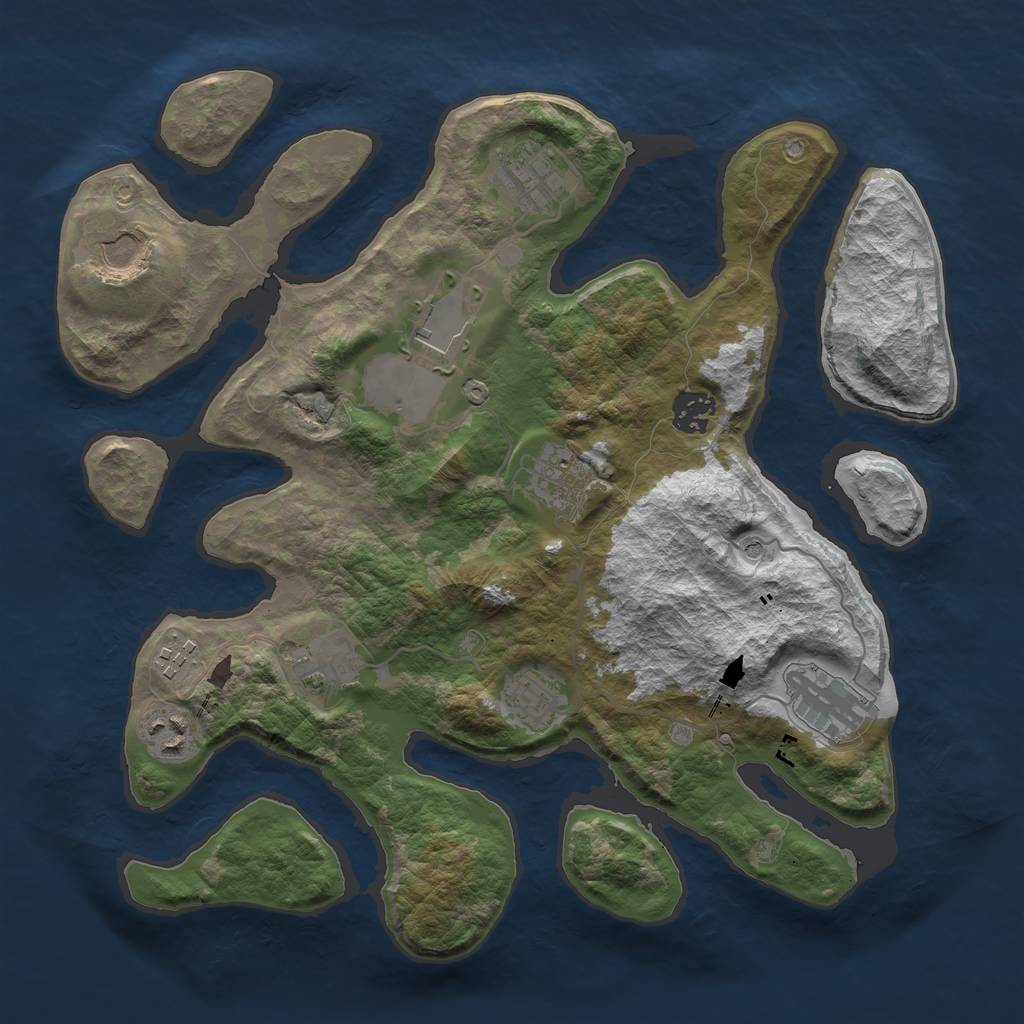 Rust Map: Barren, Size: 3500, Seed: 1773113520, 13 Monuments