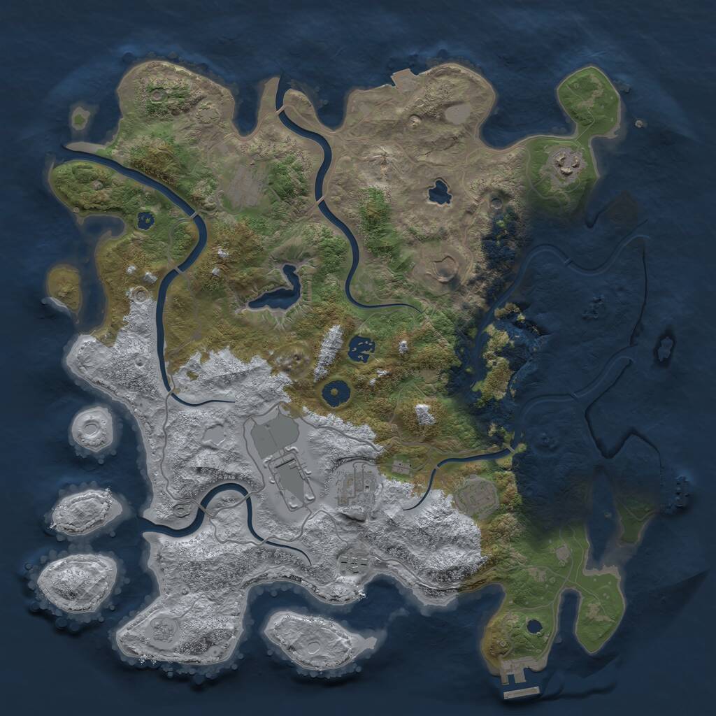 Rust Map: Procedural Map, Size: 4050, Seed: 1042359326, 14 Monuments